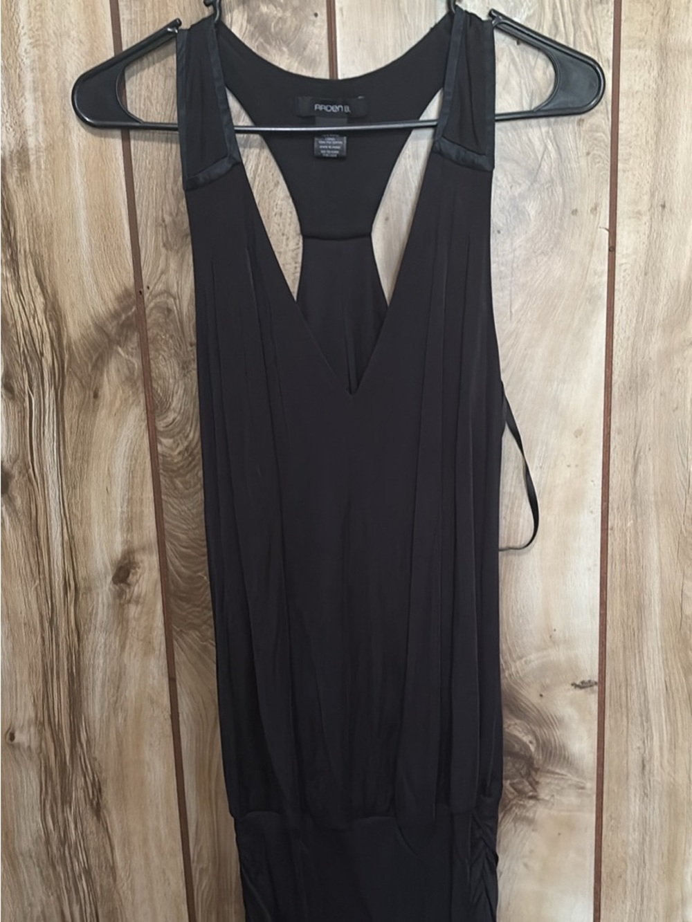 Arden B Black V-Neck Racerback Draped Tank Dress